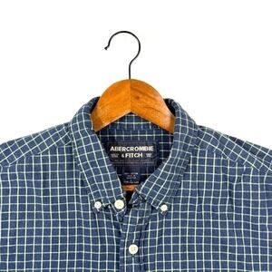 Vintage Abercrombie Fitch, Blue Green Plaid Long Sleeve Cotton Shirt, Men's Sz L